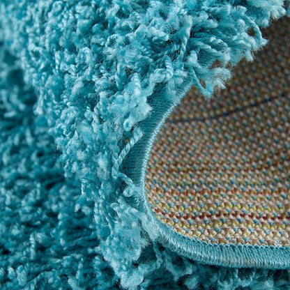 Loca New | Aquablau | Hochflorteppich | rund