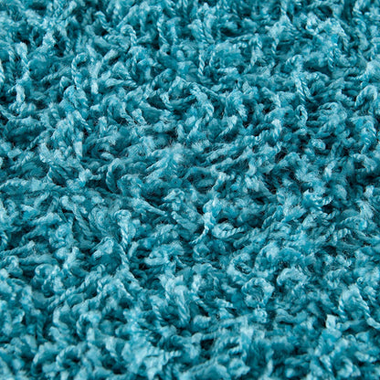 Loca New | Aquablau | Hochflorteppich | rund