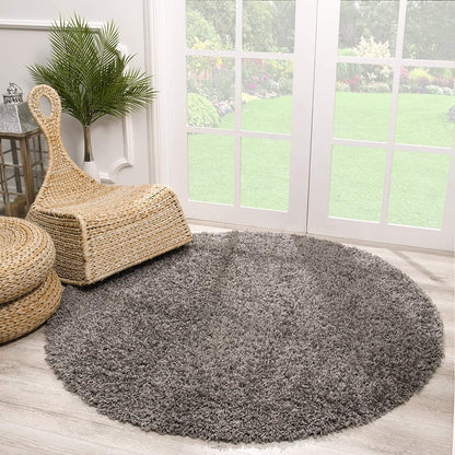 Loca New | Dunkelgrau | Hochflorteppich | rund