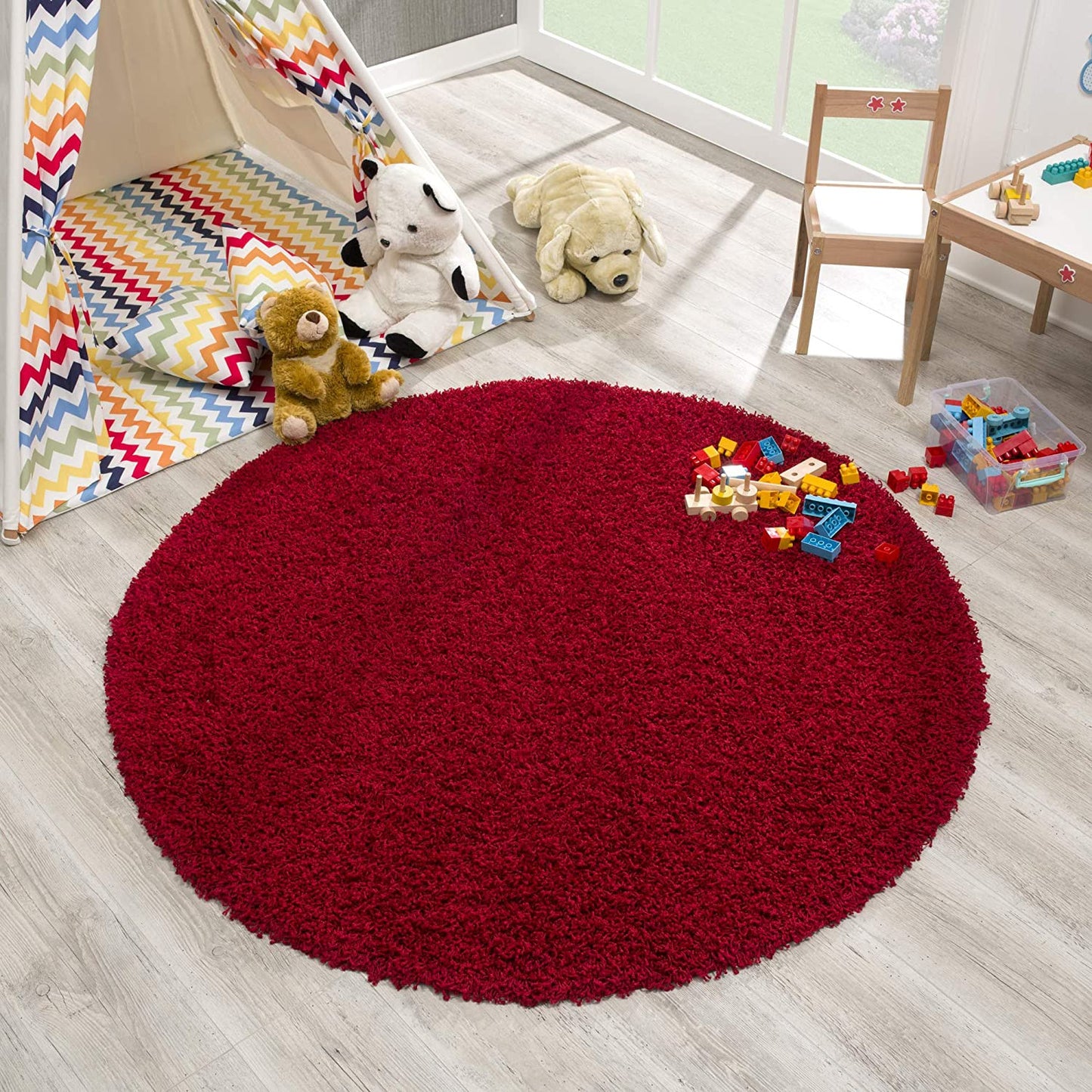 Loca New | Rot | Hochflorteppich | rund