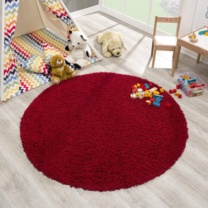 Loca New | Rot | Hochflorteppich | rund