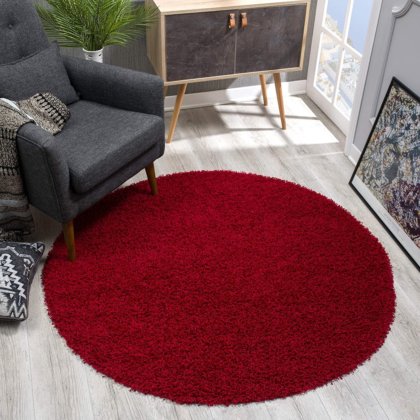 Loca New | Rot | Hochflorteppich | rund
