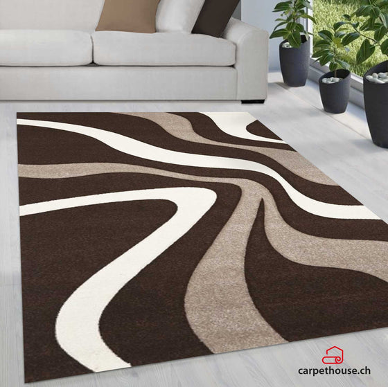 Diamond Designer Teppich Welle braun/h.braun