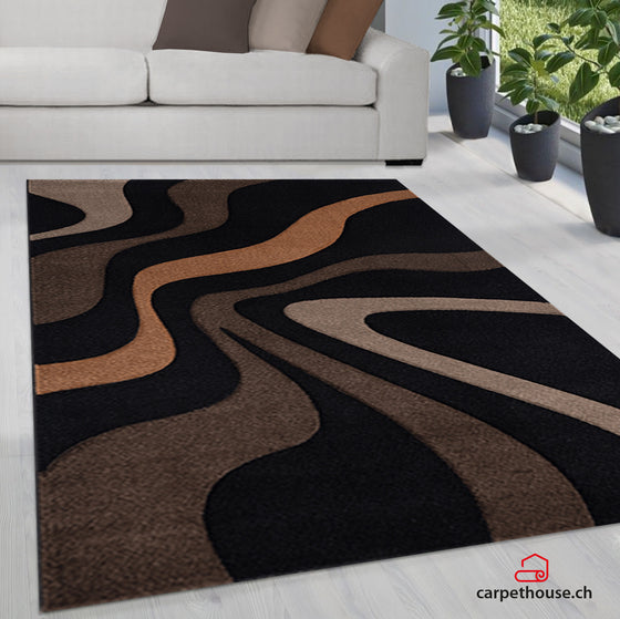 Diamond Designer Teppich Welle Braun