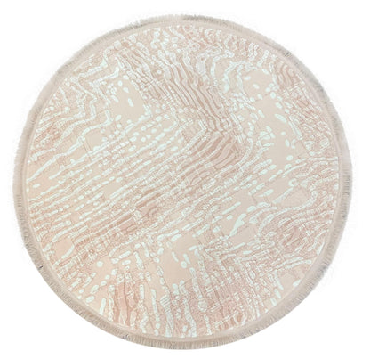 Teppich Günce | Pink |Modernes Acrylteppich mit Fransen | Rund