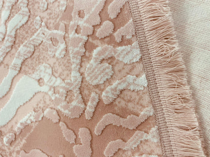 Teppich Günce | Pink | Moderner Acrylteppich mit Fransen | Oval