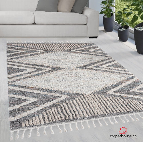 Uvita Teppich Teppich Handmade-Look 3D mit Fransen, 80273 110-Multi