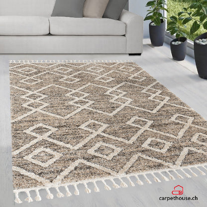 Uvita Teppich Teppich Handmade-Look 3D mit Fransen, 80330 270-Beige