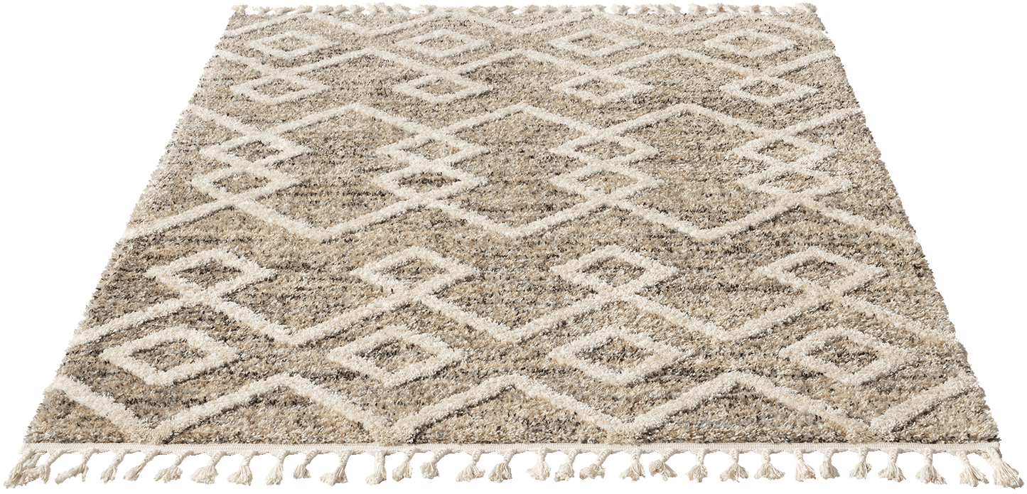 Uvita Teppich Teppich Handmade-Look 3D mit Fransen, 80330 270-Beige