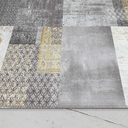 Waschbarer Flachwebeteppich Edessa 1300 Grey Gold