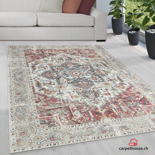 Waschbarer Flachwebeteppich Edessa 1302 Cream Multi