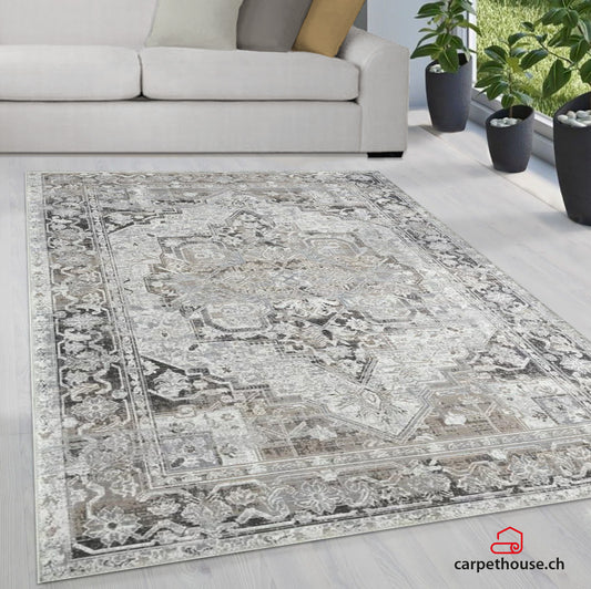 Waschbarer Flachwebeteppich Edessa 1304 Cream Grey