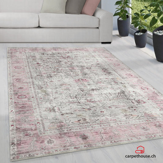 Waschbarer Flachwebeteppich Edessa 1305 Cream Pink
