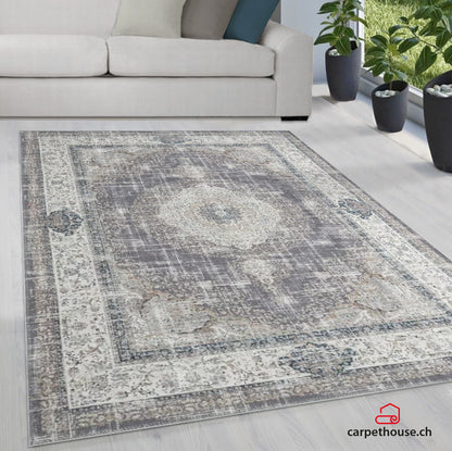 Waschbarer Flachwebeteppich Edessa 1306 Grey Beige