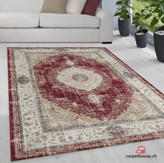 Waschbarer Flachwebeteppich Edessa 1306 Red