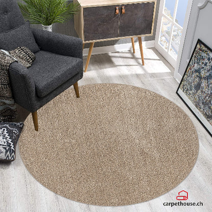 Hochflor Teppich Flash 9010 70 Beige – Rund