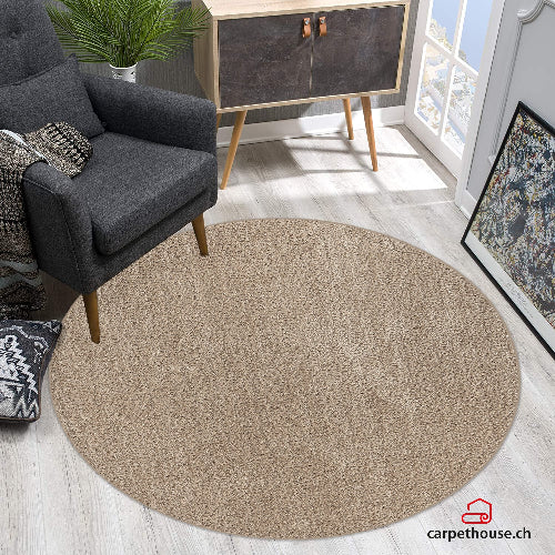 Hochflor Teppich Flash 9010 70 Beige – Rund