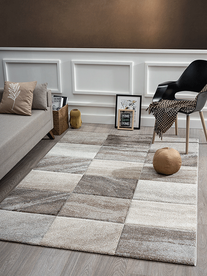 Belis Essense Designer | Beige - Grey | Kurzflorteppich