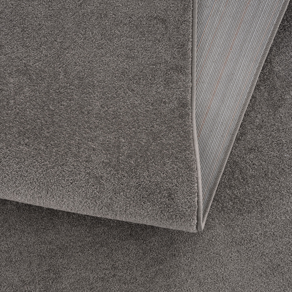 Kurzflor Teppich Uni 9500 Grey– Rund