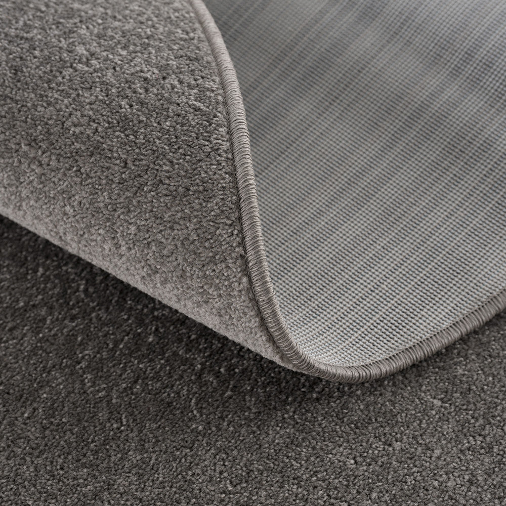Kurzflor Teppich Uni 9500 Grey– Rund