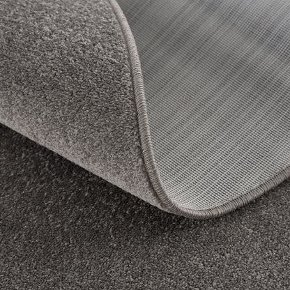 Kurzflor Teppich Uni 9500 Grey– Rund