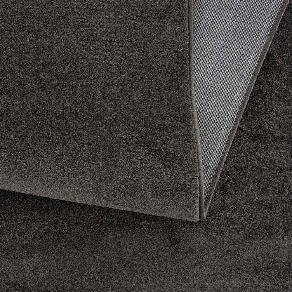 Kurzflor Teppich Uni 9501 Dark Grey – Rund