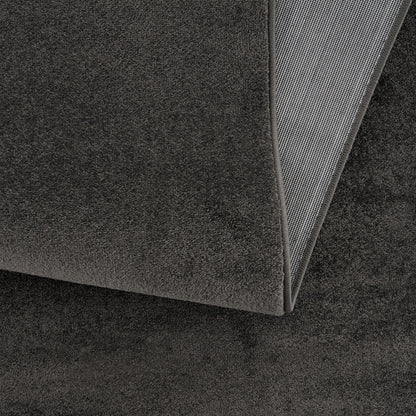 Kurzflor Teppich Uni 9501 Dark Grey – Rund