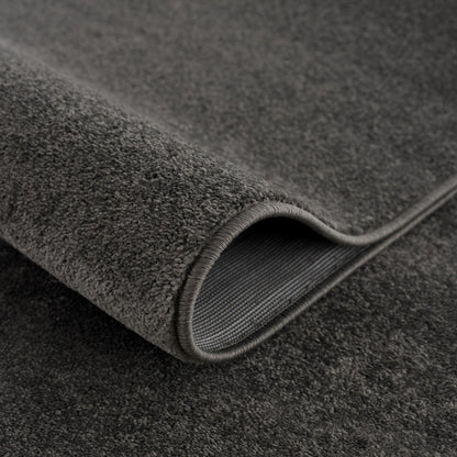 Kurzflor Teppich Uni 9501 Dark Grey – Rund