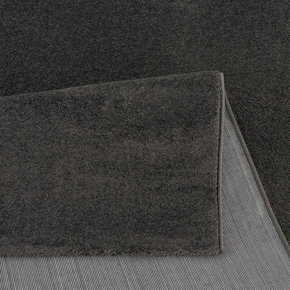 Kurzflor Teppich Uni 9501 Dark Grey – Rund