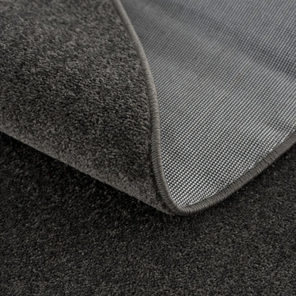 Kurzflor Teppich Uni 9501 Dark Grey – Rund