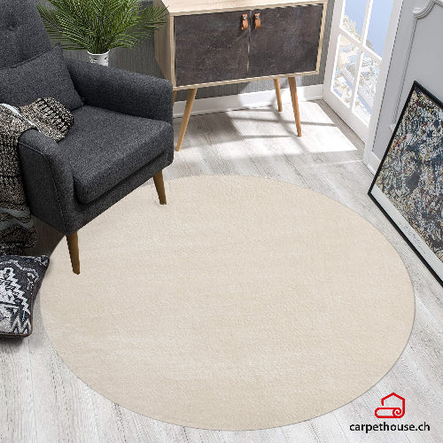 Kuscheliger Fellteppich Focus 47 70 Beige – Rund