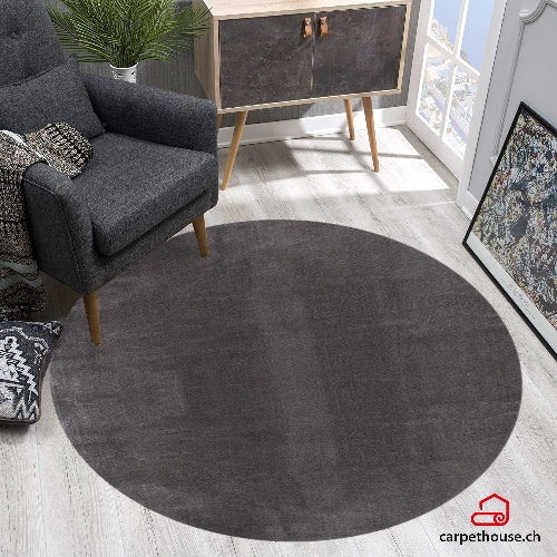 Hochflor Teppich Focus 47 995 Anthracite – Rund