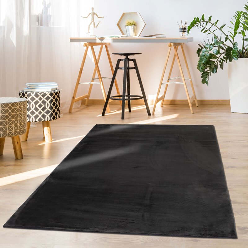 Hochflorteppich Topia Uni Graphite