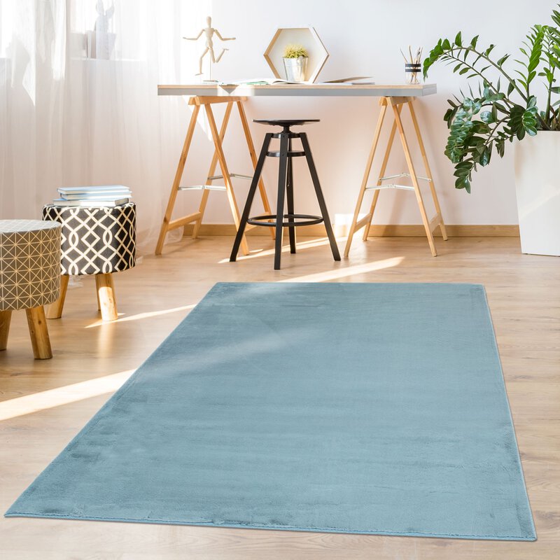 Hochflorteppich Topia Uni Pastel Blau