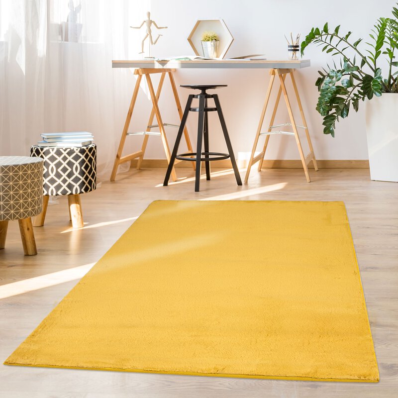 Hochflorteppich Topia Uni Golden Yellow