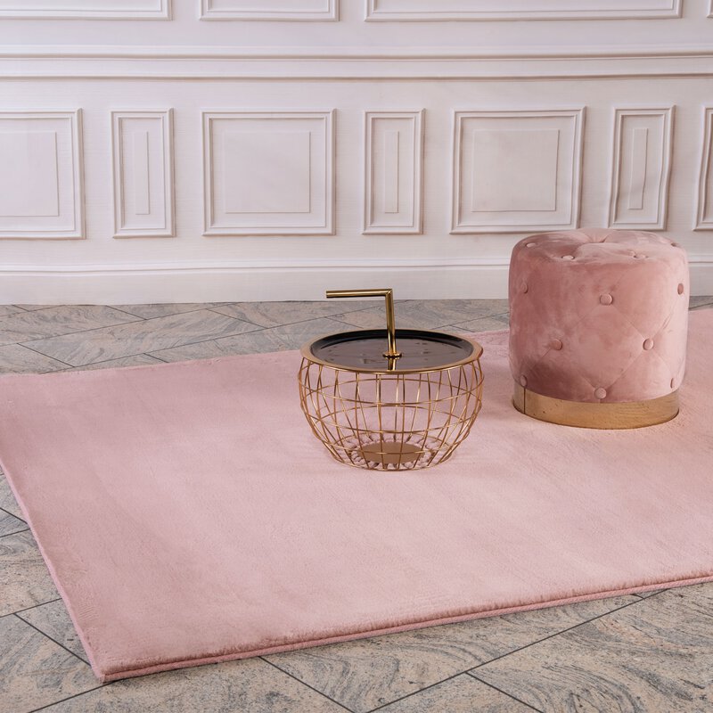 Hochflorteppich Topia Uni Pastel Pink