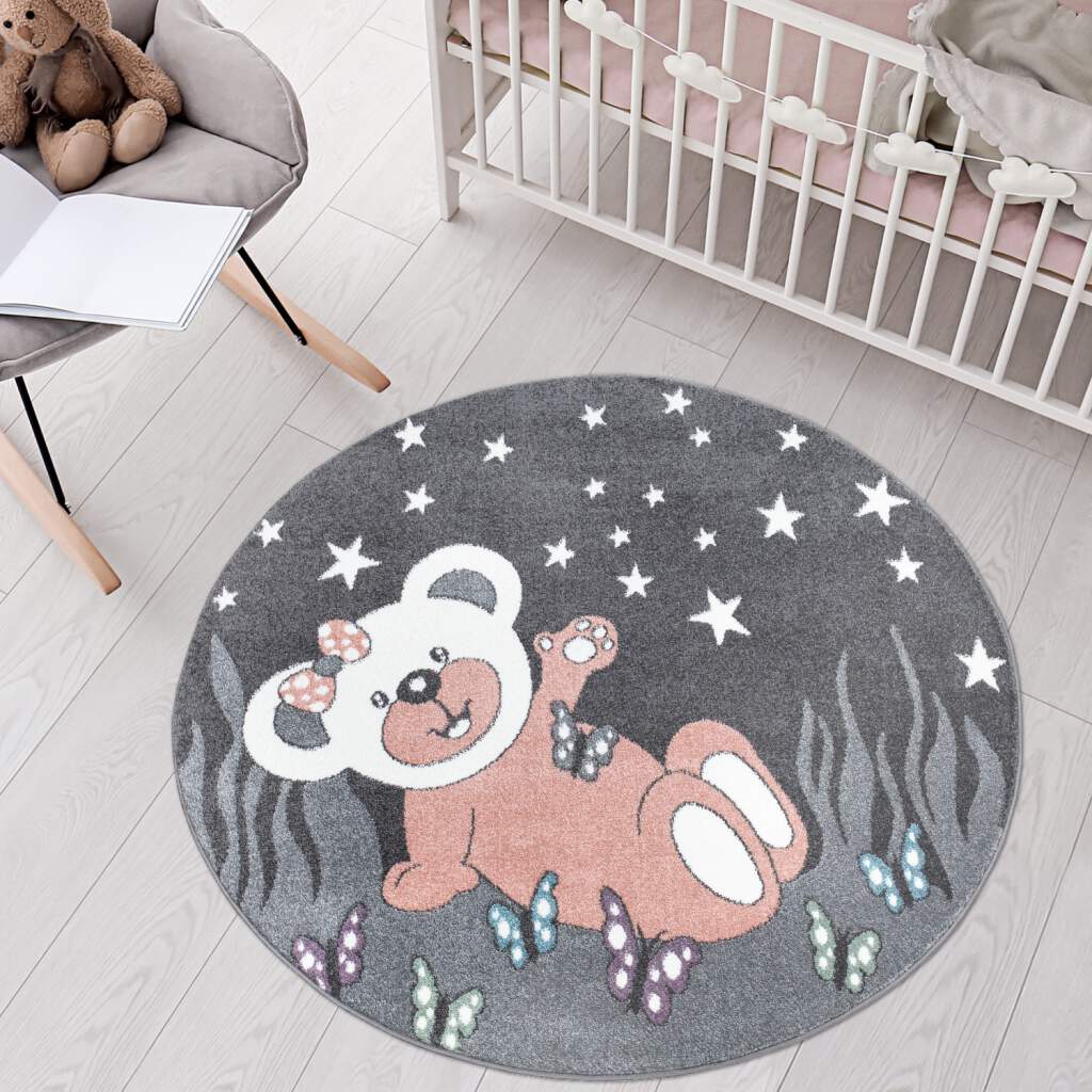 Kinderteppich Anime 916 Grau – Rund