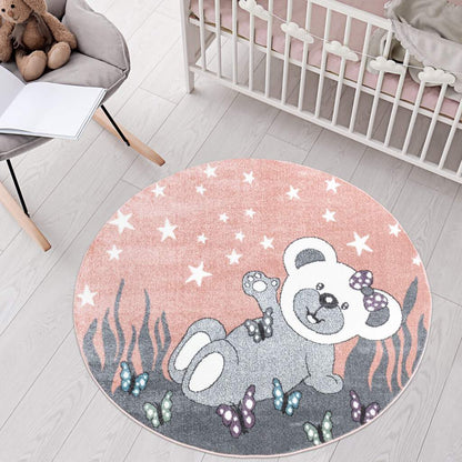 Kinderteppich Anime 916 Rosa – Rund