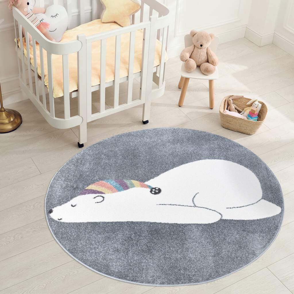 Kinderteppich Anime 921 Grau – Rund