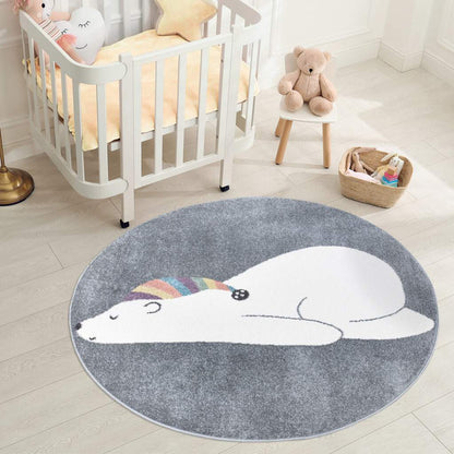Kinderteppich Anime 921 Grau – Rund